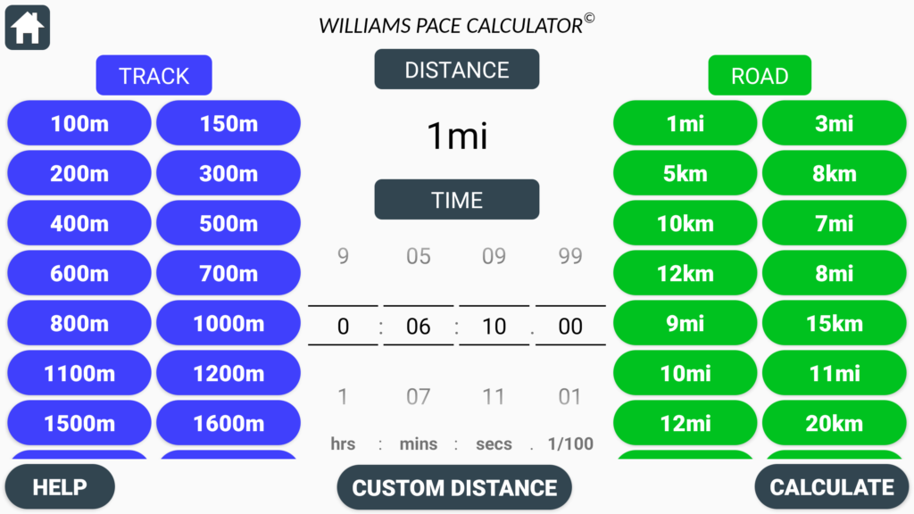 Bob Williams Road & Track Pace Calculator App